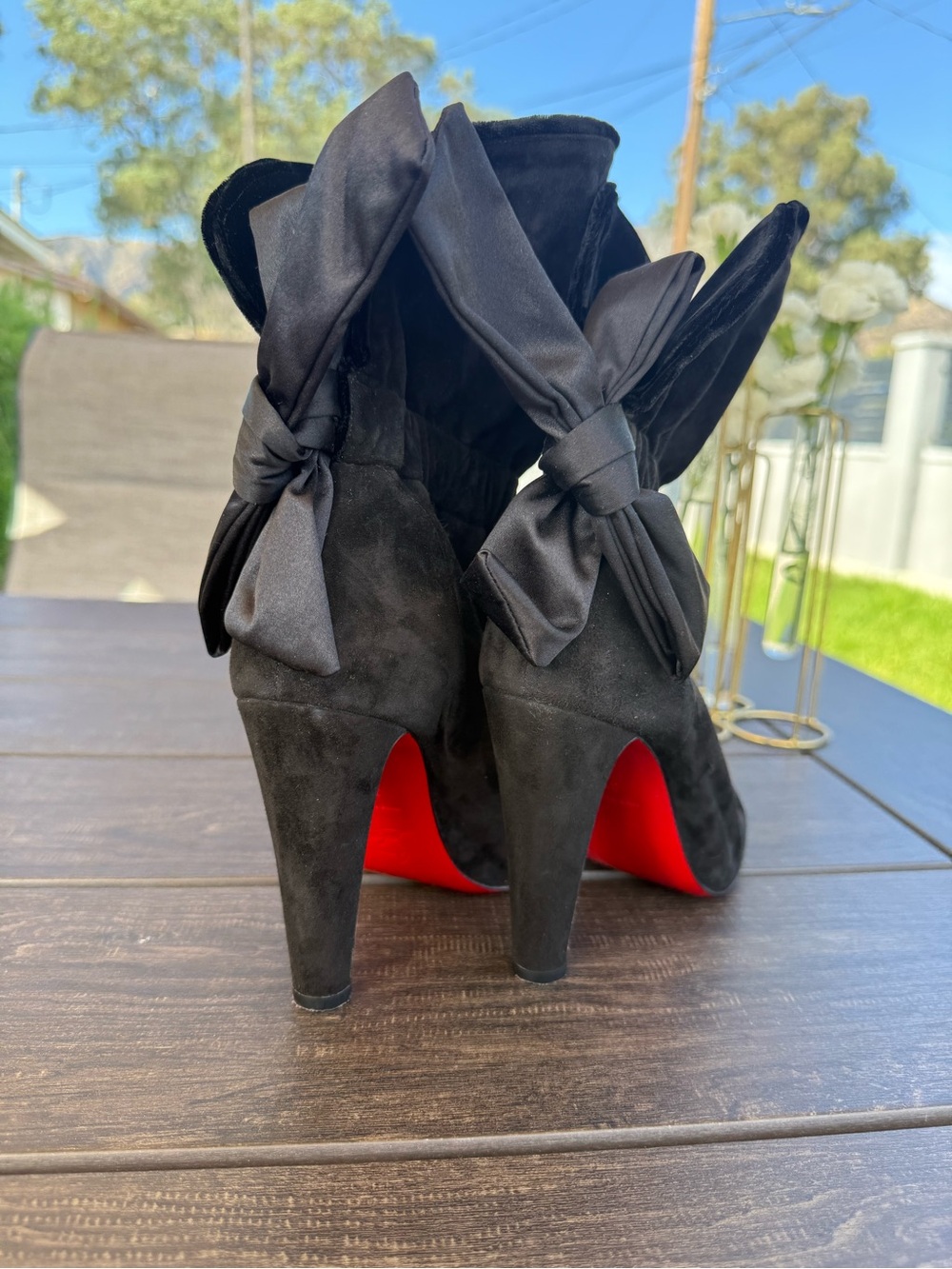 Christian Louboutin Kristofa 100 Black Suede Ankle Boots Size 37 - Picture 6 of 9